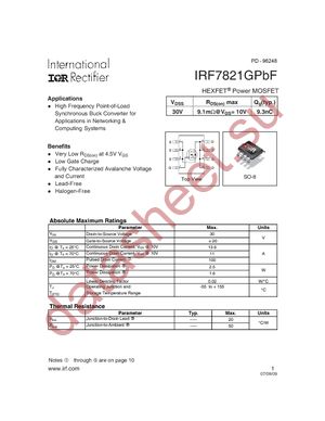 IRF7821GTRPBF datasheet  